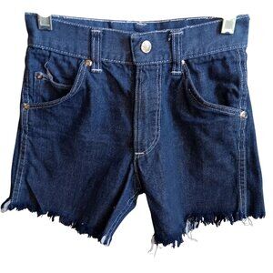 Vintage Shorts Boys 8 22" Denim Cutoff Frayed Hem Sears Circle S Western 1960's